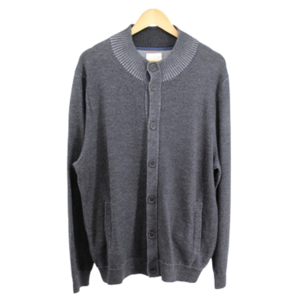 Tommy Bahama Cardigan Sweater Mens L Charcoal Button Front Luxury Knit NWT‎ $198